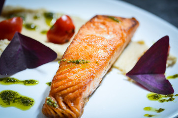 fresh grilled salmon with lime sauce