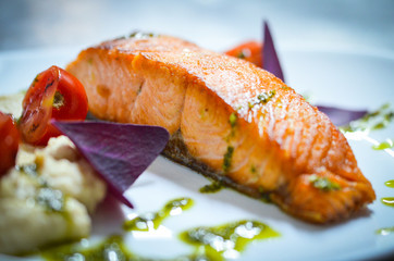 fresh grilled salmon with lime sauce