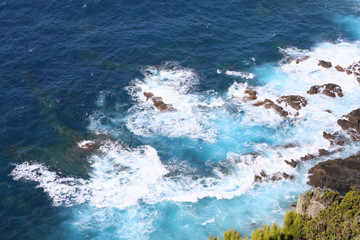 Beautiful landscape sceneries in Azores Portugal. Tropical nature in Sao Miguel Island, Azores. 