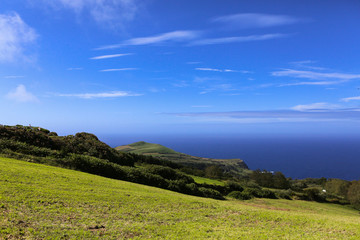 Fototapeta na wymiar Beautiful landscape sceneries in Azores Portugal. Tropical nature in Sao Miguel Island, Azores. 