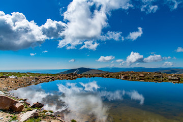 Beautiful Mountain Lake and Cloud Reflection 