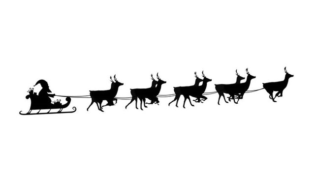 Santa Claus in sleigh pulled by reindeers