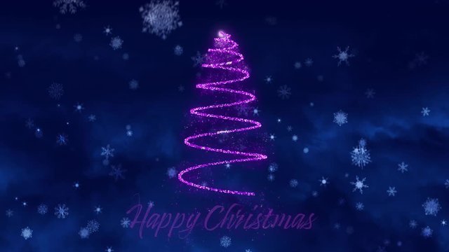 Happy Christmas and Christmas tree in purple