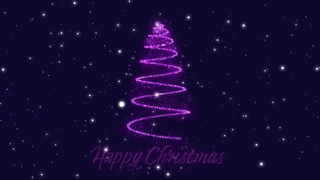 Happy Christmas and Christmas tree in purple