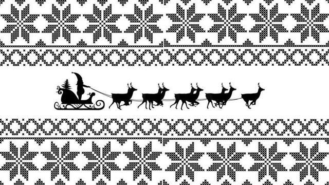Santa Claus in sleigh pulled by reindeers