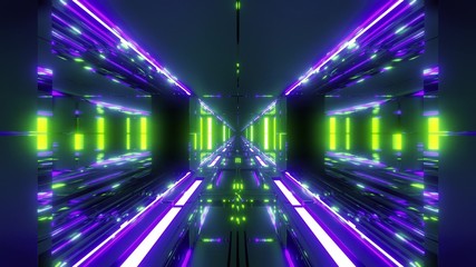 Fototapeta na wymiar futuristic scifi tunnel corridor with nice glass bottom and windows 3d rendering background wallpaper