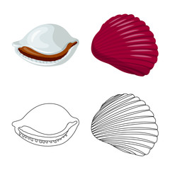 Isolated object of animal and decoration sign. Set of animal and ocean stock symbol for web.