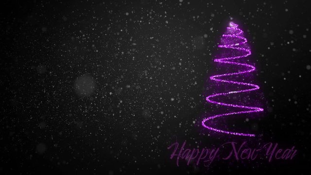 Happy New Year and Christmas tree in purple