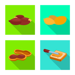 Vector illustration of natural and seed icon. Collection of natural and groundnut vector icon for stock.