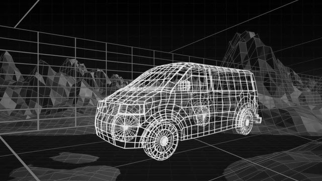 3d technical drawing of car