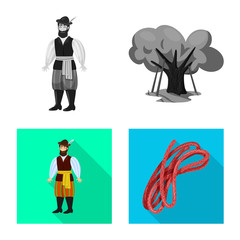 Vector design of traditional and tour symbol. Set of traditional and landmarks stock vector illustration.