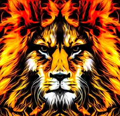 Foto auf Leinwand Lion head colorful illustration on white background © reznik_val