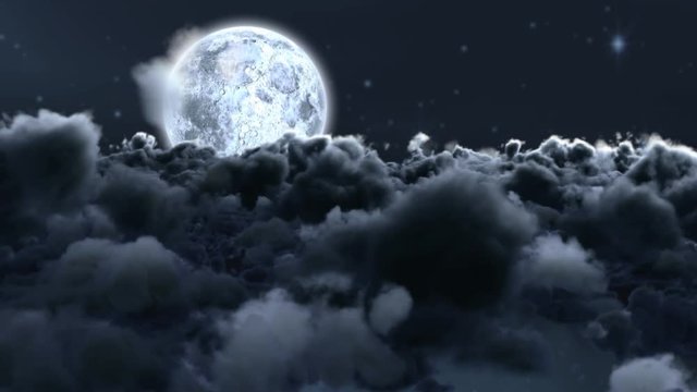 Clouds and moon at night