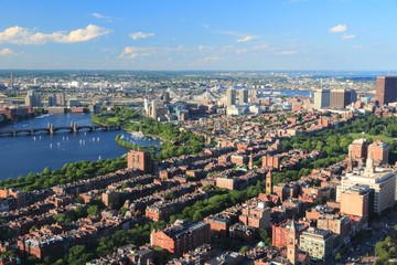 Boston city, United States. Aerial view with Charles River.