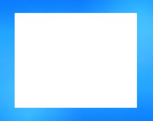 Blue frame background. Empty white banner with bright blue colored board. Simple minimalist poster for advertising 