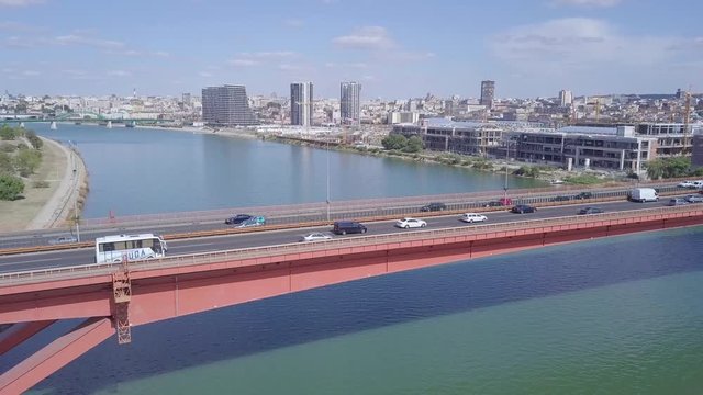 Most Gazela and Beograd na Vodi, Srbija, aerial 4k