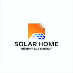 sun solar home renewable energy logo illustration vector template premium quality