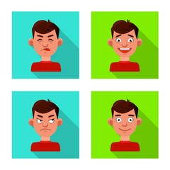 Vector design of face and boy icon. Collection of face and human stock symbol for web.
