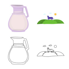 Isolated object of creamy and product sign. Collection of creamy and farm stock symbol for web.