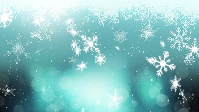 Snow falling on blue background