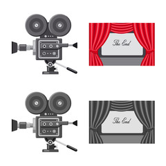 Vector illustration of television and filming icon. Collection of television and viewing stock symbol for web.