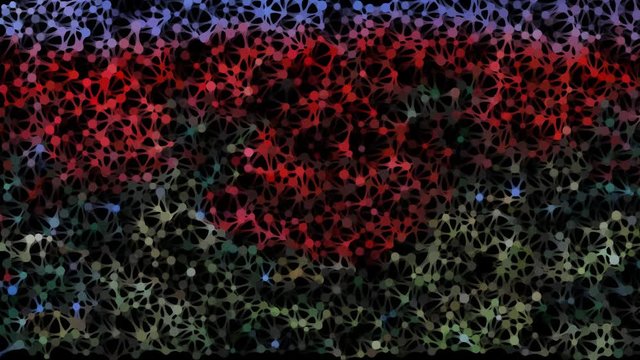 Colorful abstract moving background as grid pattern with connected mesh nodes