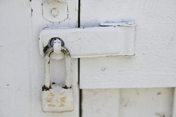 old padlock on a door