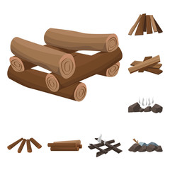 Vector design of timber and nature sign. Set of timber and construction stock symbol for web.