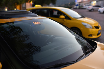 yellow cabs on city street