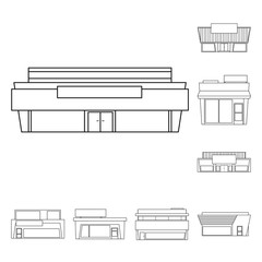 Isolated object of store and market symbol. Set of store and business vector icon for stock.