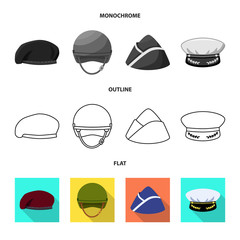 Vector illustration of headdress and clothing sign. Collection of headdress and armed stock symbol for web.