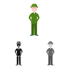 Vector design of Vietnamese and soldier sign. Set of Vietnamese and man stock vector illustration.