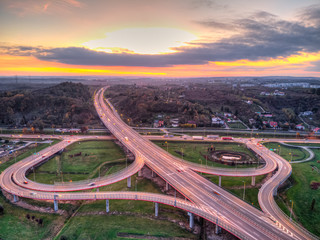 Fototapeta premium aerial view of gdansk highway