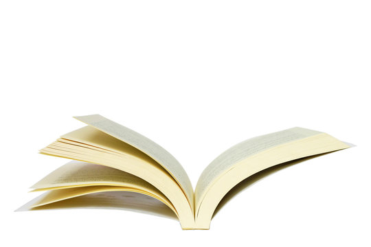 Open book Isolated on white background, Close-up, selective and soft focus. Clipping path.