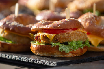 hamburger on the table