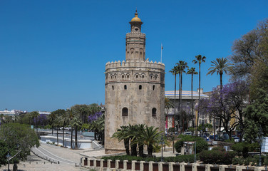 Torre del Oro -Tower of Gold on the bank of the Guadalquivir river, Seville, Spain