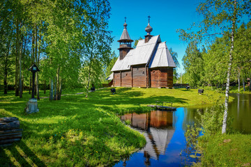 Old wooden church in Kostroma Sloboda Museum