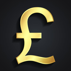 Obraz premium 3d golden pound currenci shiny symbol