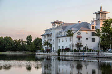 Celebration, Orlando, Florida, USA, October 22, 2019: Celebration, Luxury, Traditional Home, Utopia for Living Well, Downtown is a census-designated place and planned community in Osceola.