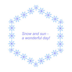 Christmas frame in the form of snowflakes with text inside. vector