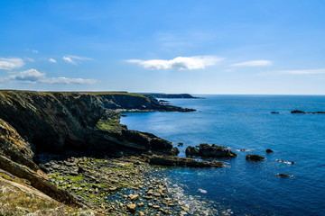 ocean view from the cliffs, view of the dilapidated cliffs,