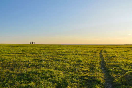 Sunset meadow on the site of the Ancient Ryazan settlement