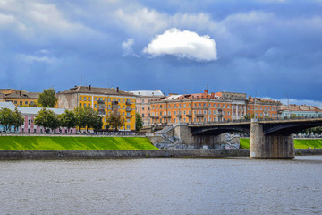 Historic buildings on Stepan Razin embankment in Tver