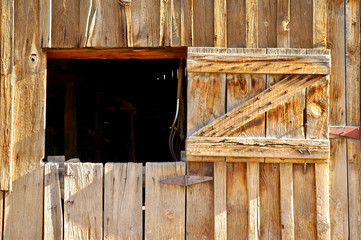 Barn Door Open Weathered Wood