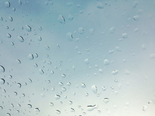 Raindrops on the glass.
