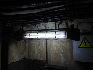 Abandoned prison in underground bunker. Ghost of prisoner. Ex Soviet cold war bomb shelter....