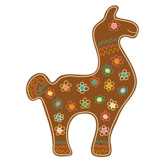 Cute Sweet Christmas Gingerbread Lama © nowandtomorrow