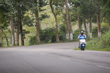 biker on the road