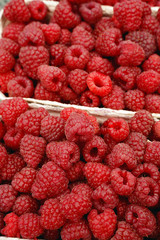 fresh raspberries in a basket