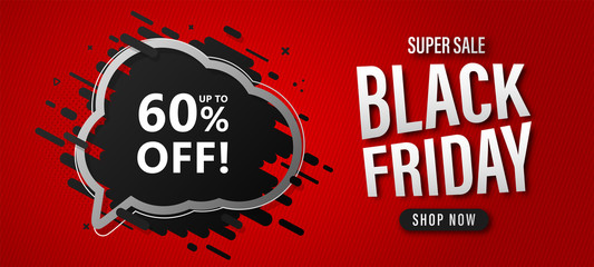 Black Friday sale banner with speech bubble